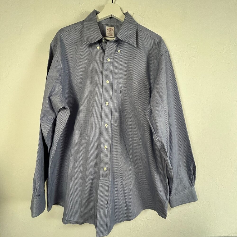 Brooks Brothers 346 Original Polo Mens Non-Iron Cotton Shirt Size 17-4/5 Blue